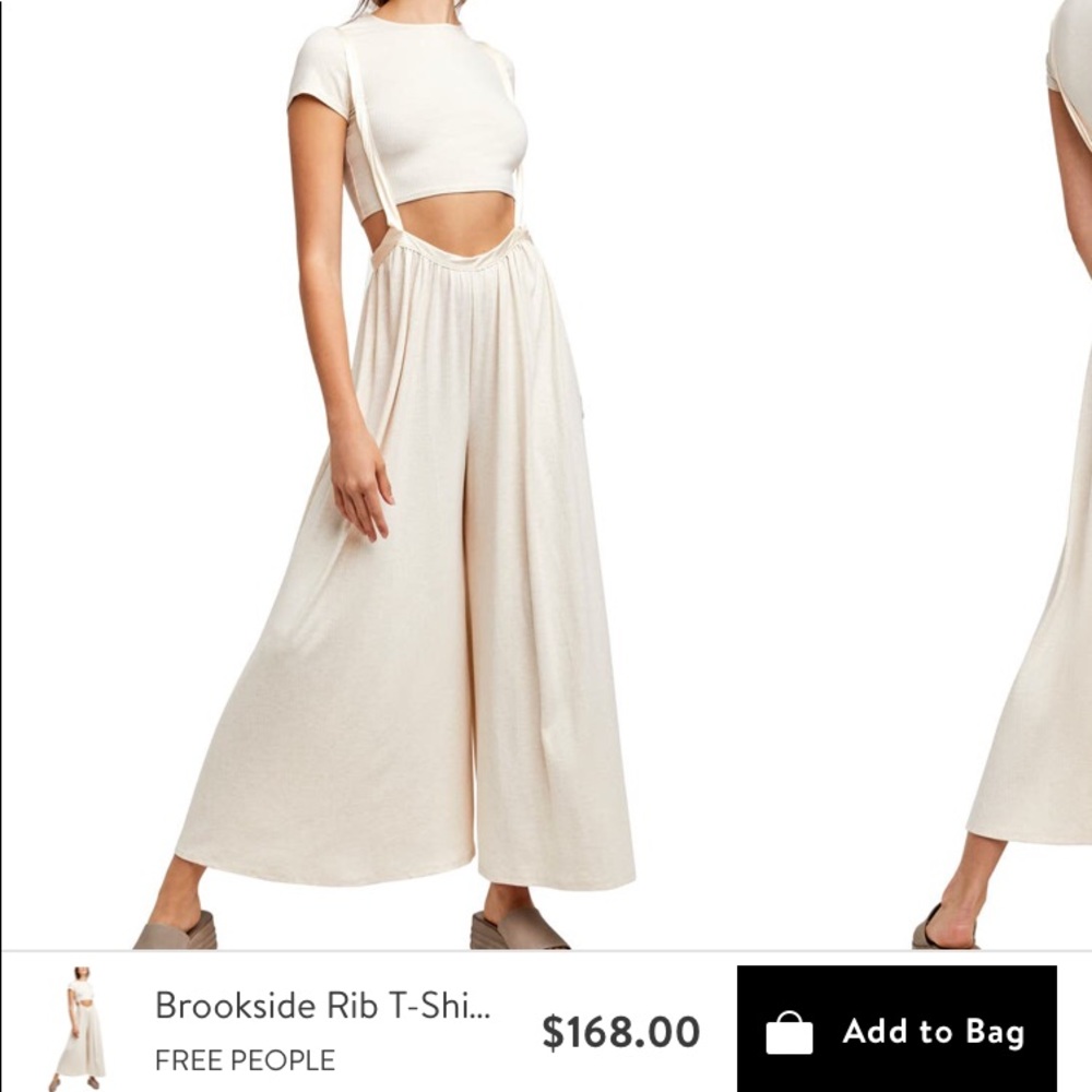 Free people “brookside” shirt and overall set